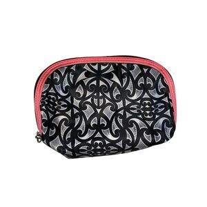 Sonia Kashuk Black White Pink Travel Makeup Bag Cosmetic Organizer Zip Case